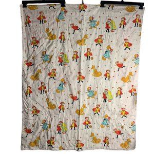 Vintage Handmade Quilted Crib Blanket 41 x 48 Goldilocks Bears Red Riding Hood